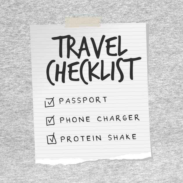 Travel Checklist - Funny Gym & Protein Essentials by happiBod